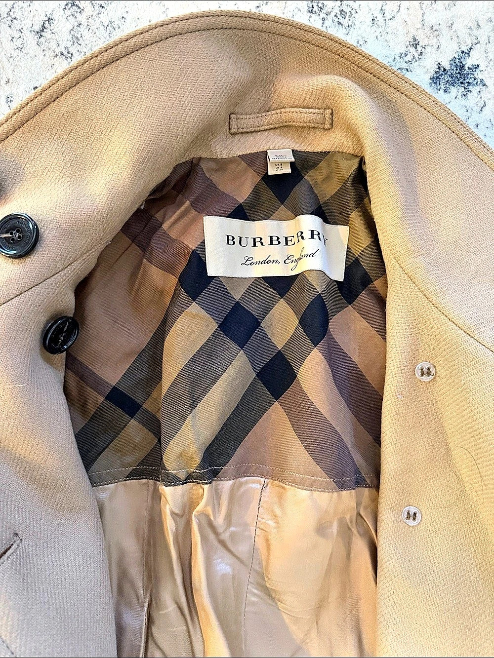 PRICE FIRM Burberry Trench winter wool Coat in Brown Size 6 - Picture 3 of 8